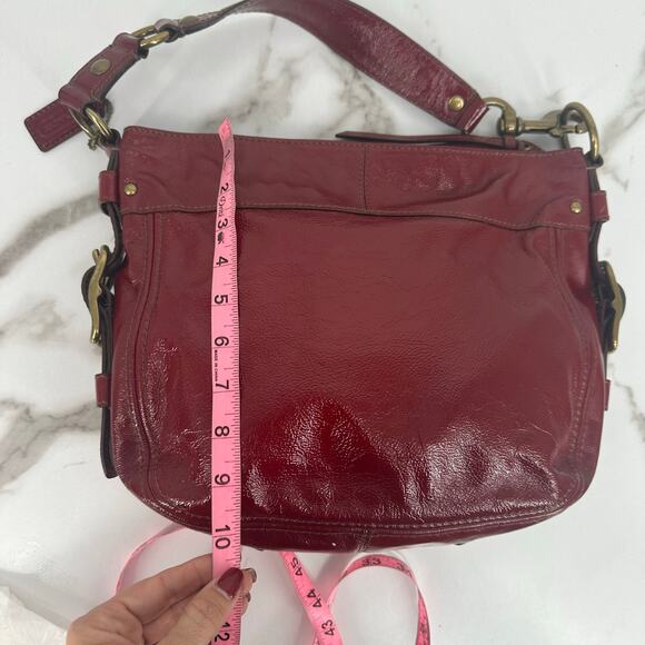 Y2K Coach Shoulder Handbag Zoe Red Patent Leather Authentic E0873-12735 - Picture 11 of 14